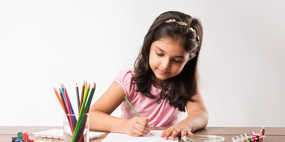 Girl concentrating while studying
